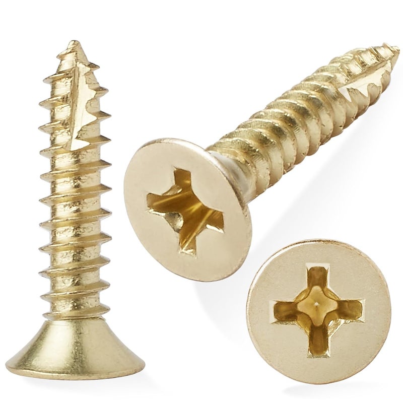 CAULDHAM Bright Brass Wood Screws #9 x 1 Inch for Door Hinges - 25 Pack - Image 5